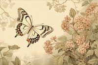 Illustration of butterfly and flowers painting pattern animal.