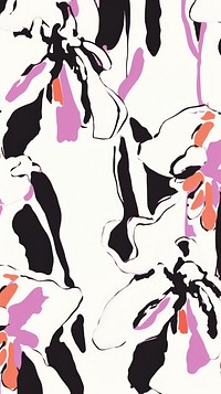 Stroke painting of orchid wallpaper pattern line art.