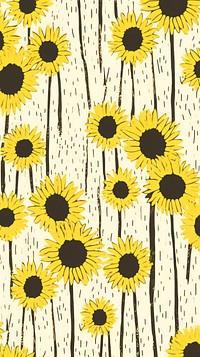 Stroke painting of sunflower wallpaper pattern plant line.