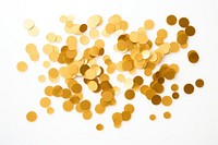 Gold confetti backgrounds coin white background.