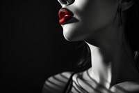 Woman with red lip photography monochrome cosmetics.