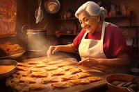 Mexican grandma making tamales adult food freshness.