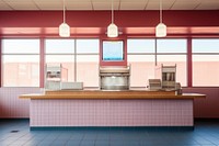 Fast food restaurant counter architecture supermarket electronics.