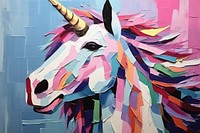 Abstract unicorn of ripped paper art painting representation.