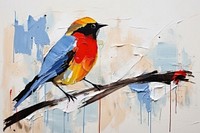 Abstract cute bird ripped paper art painting animal.