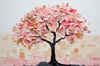 Simple abstract cute tree ripped paper collage art plant creativity.