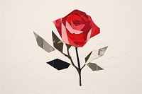 Simple abstract rose ripped paper collage art flower plant.