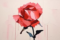 Simple abstract rose ripped paper collage art painting flower.