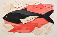 Abstract salmon fish ripped paper art origami plant.