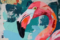 Cute flamingo art painting animal.
