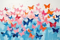 Flock of butterflies flying in the sky art paper backgrounds.