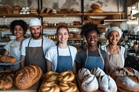 Group of baker community bakery adult bread.