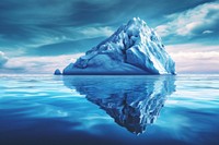 Iceberg with blue ocean mountain outdoors nature.