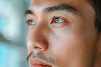 A young Malaysian man Healthy skin adult face contemplation.