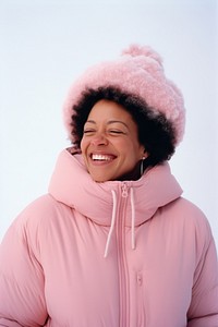 African middle age woman winter adult smile.