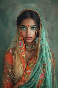A young Indian woman model tradition necklace painting.