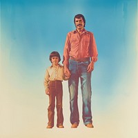 A father and son standing portrait adult.