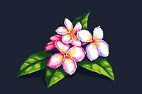 Plumeria cut pixel flower art graphics.