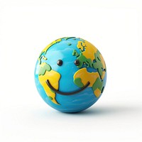 3D illustration of cute smile earth sphere planet globe.