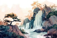 Waterfall tree outdoors painting.
