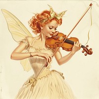 Vintage illustration fairy violin paper adult.