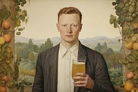 Man holds beer painting portrait adult.
