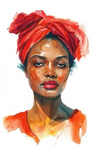 Portrait of african woman painting turban adult.