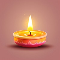 Hyper Detailed Realistic element representing of diwali candle yellow pink fire.