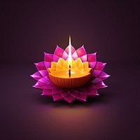 Hyper Detailed Realistic element representing of diwali purple yellow candle.
