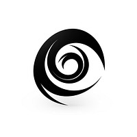 Black spiral vectorized line shape white logo.