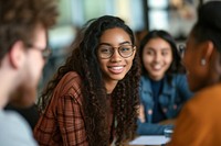 Diversity students meeting adult togetherness.