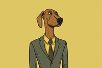 Illustration dog wearing suit portrait cartoon animal.