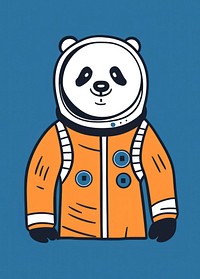 Illustration panda in spacesuit blue representation protection.