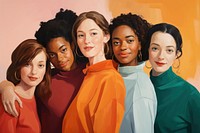 Women of different races in university portrait painting adult.