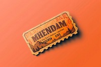 Illustration of theme park ticket text label paper.