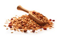 Wood blow of Granola granola food white background.