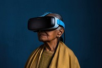 Indian woman wearing vr glasses portrait photo photography.