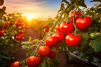 Fresh organic tomato farming outdoors nature plant.