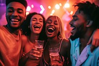 Group of friends having fun laughing party adult.