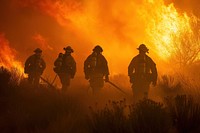 Team of firefighters extinguishing helmet adult.