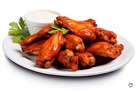 Buffalo wings dish food meal white background.