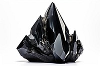 Black crystal mineral white background anthracite.