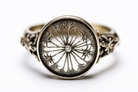 Engraved dandelion ring jewelry locket silver.