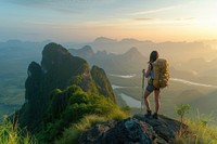 Thailand woman hiking recreation adventure.