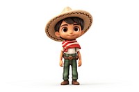 Mexican child toy white background sombrero.