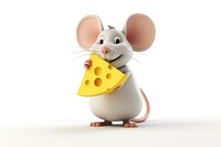 Mouse holding cheese cartoon rodent animal.