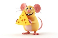 Mouse holding cheese cartoon white background muroidea.