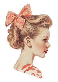 Vintage illustration of ribbon bow adult art accessories.