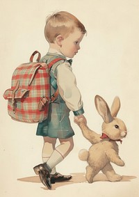 Vintage illustration rabbit boy footwear walking mammal.