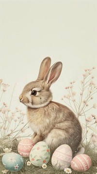 Vintage illustration wallpaper egg animal rodent.